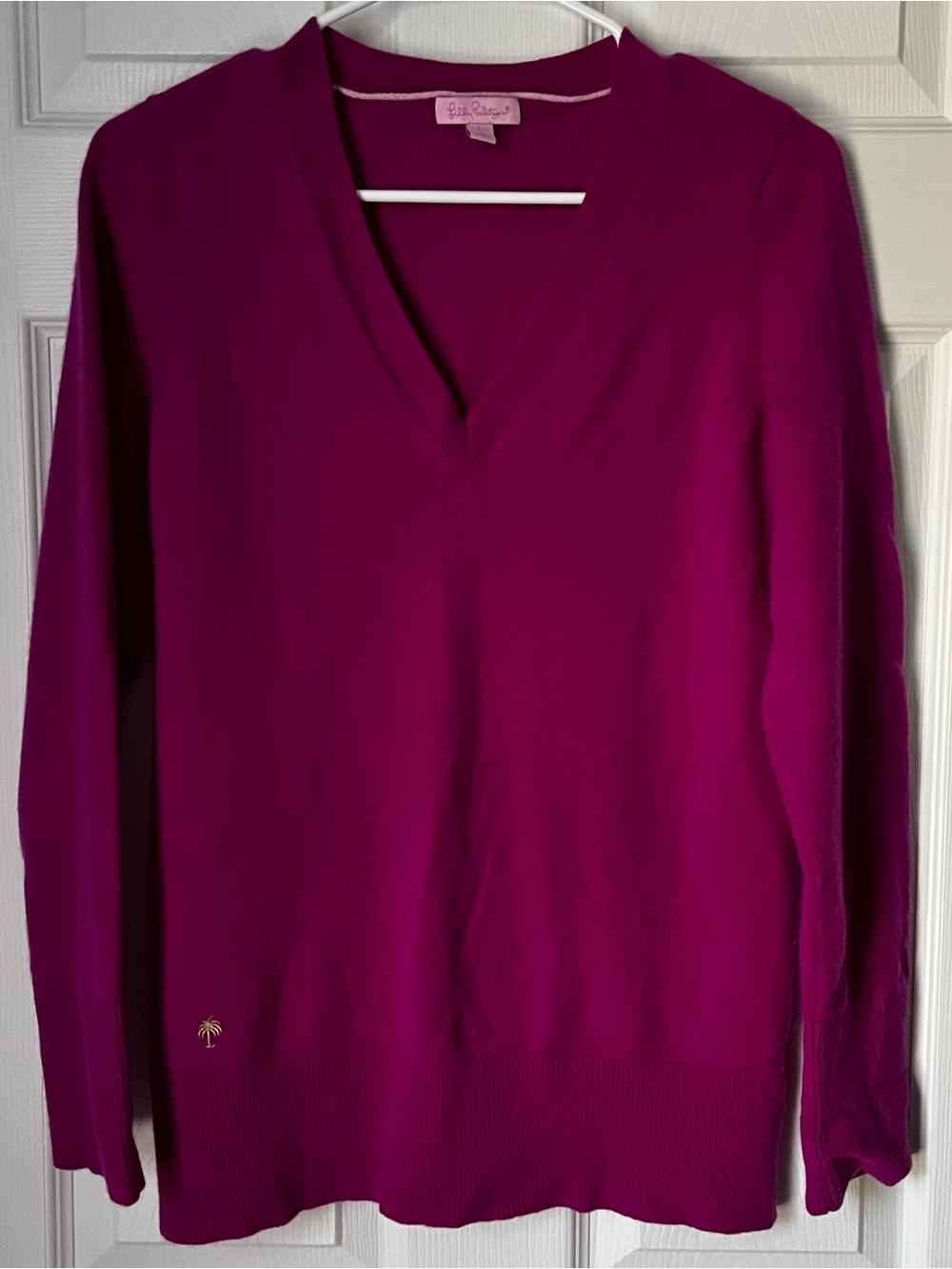 Lilly Pulitzer Magenta Cashmere V-Neck Sweater
